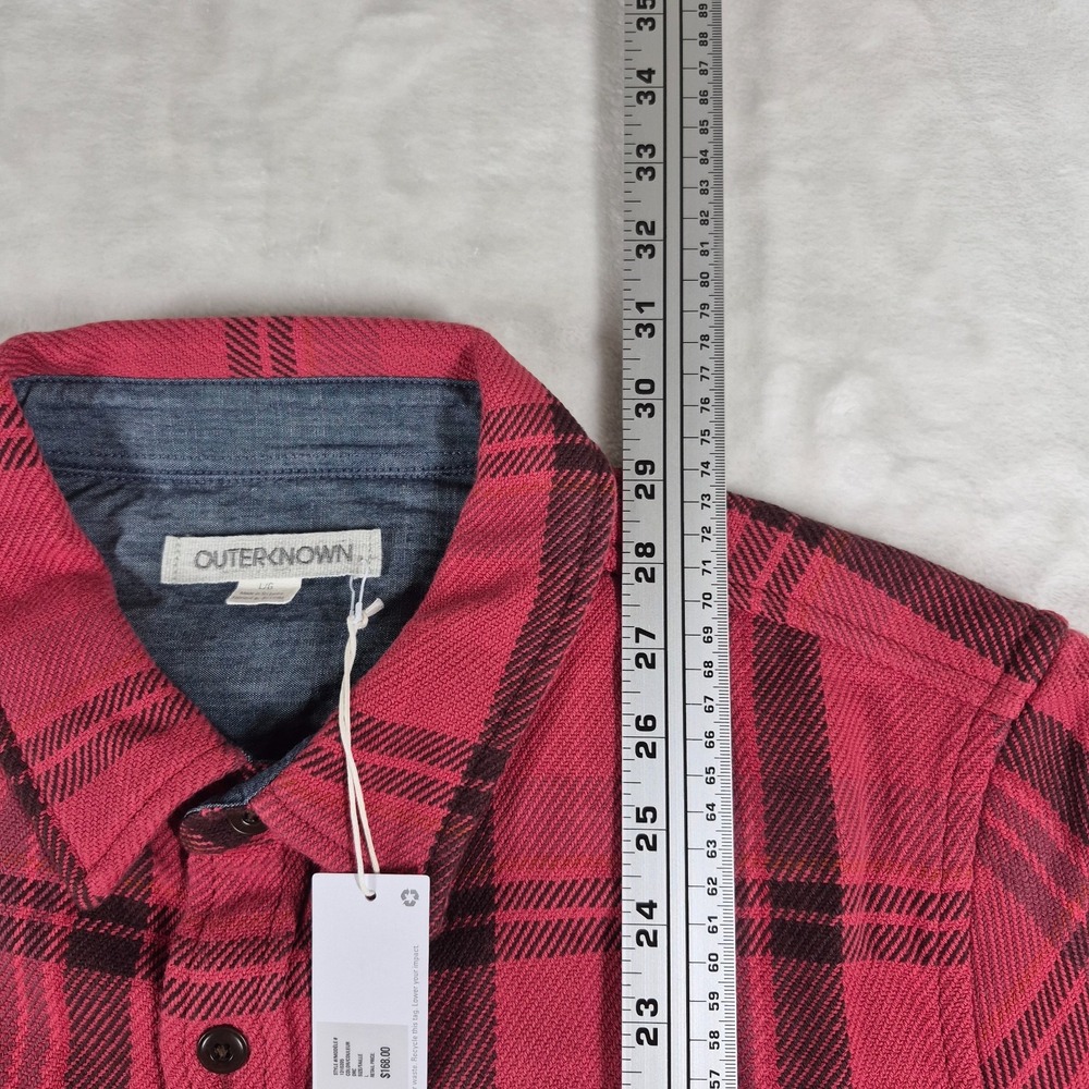 Outerknown Blanket Shirt Men's Large Red Plaid Organic Cotton Button Up NWT - Picture 3 of 9